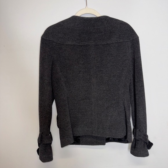 BCBGMAXAZRIA Y2K Women's Charcoal Wool Blend Double Breasted Cropped Jacket M - Picture 3 of 11